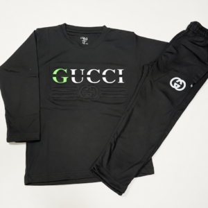 Boys' Sleek Designer-Inspired Tracksuit – Midnight Black