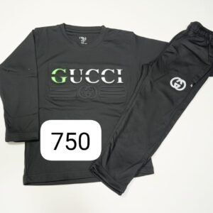 Boys' Sleek Designer-Inspired Tracksuit – Midnight Black