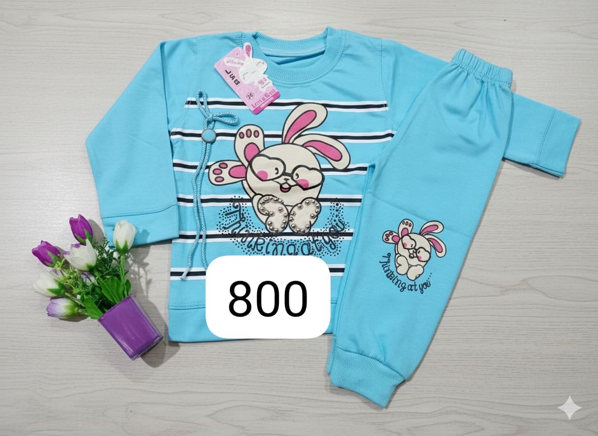 Toddler & Kids' Bunny Print Two-Piece Tracksuit – Sky Blue