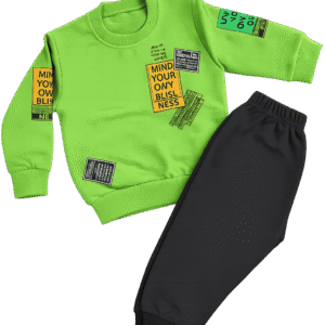 Kids Neon Green Graphic Tracksuit Set